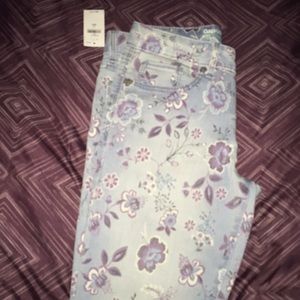 GAP kids, flower printed, blue jeans!!